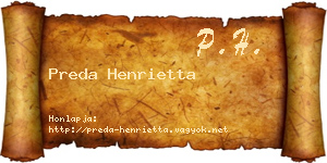 Preda Henrietta névjegykártya